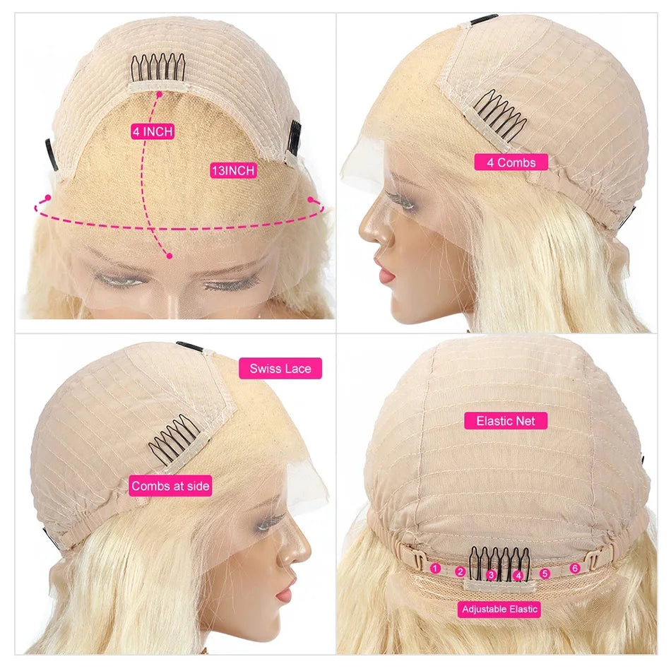 Ombre Ash Blonde Body Wave Lace Front Wig — 13x4 Glueless Cuticle-Aligned Raw Hair