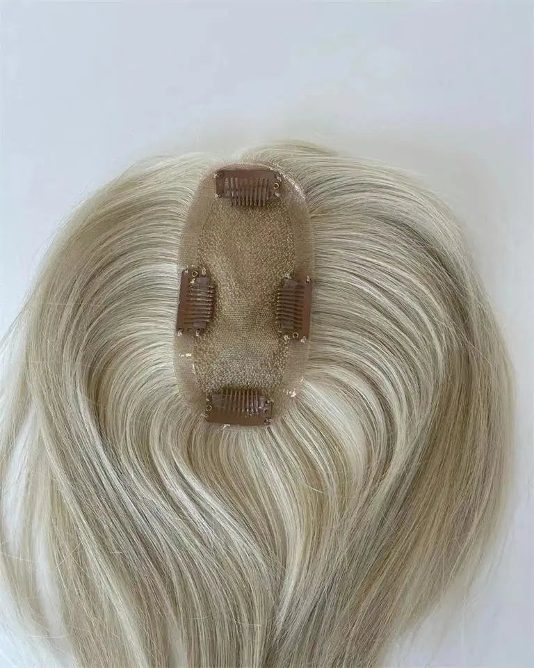 613 Blonde Mono Base Hair Topper — Double Drawn European Virgin Hair (12"–24")