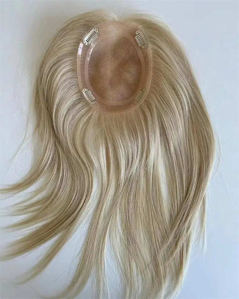 613 Blonde Mono Base Hair Topper — Double Drawn European Virgin Hair (12"–24")