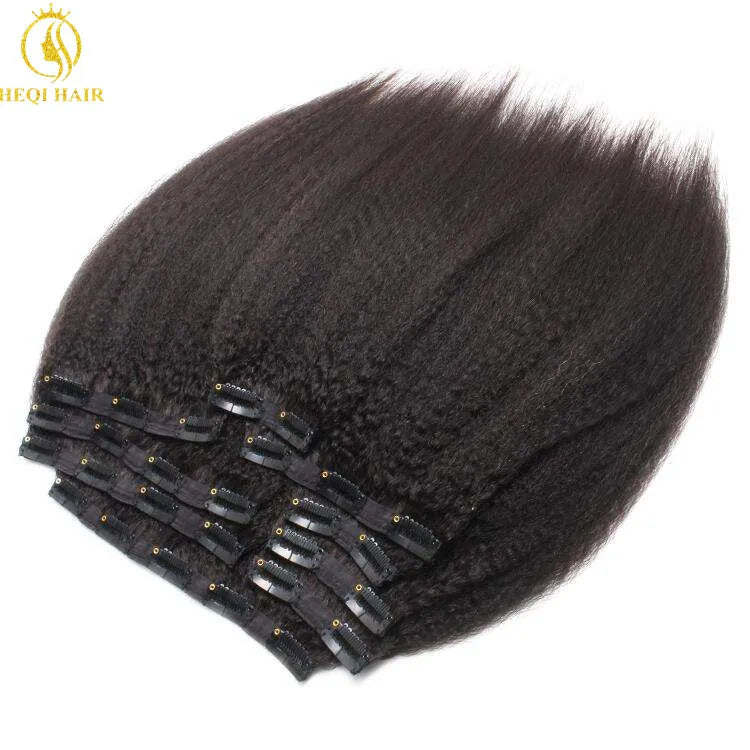 Kinky Straight Clip-In Extensions — 100% Virgin Unprocessed Human Hair for Black Women (10"–40")