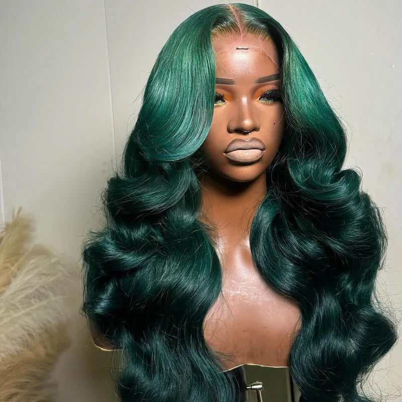 Emerald Green Body Wave Lace Front Wig — 13x4 / 13x6 Glueless 100% Virgin Vietnamese Human Hair (12"–30")