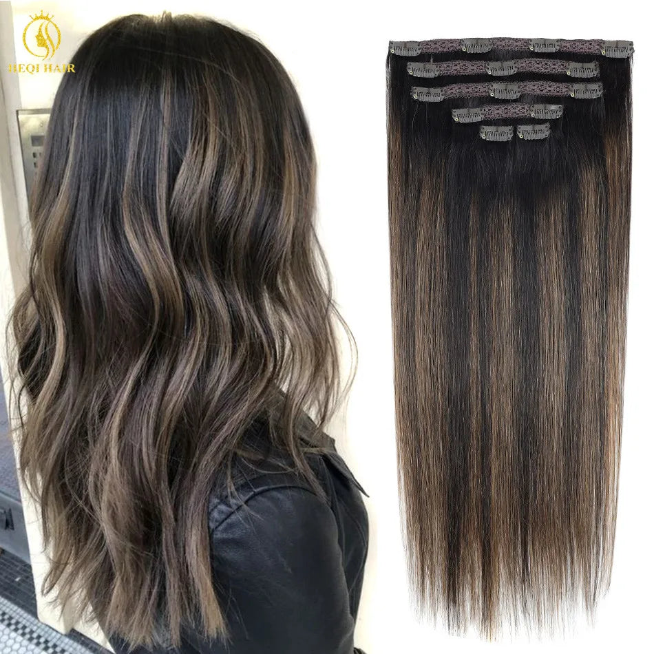 Seamless Clip-In Hair Extensions — 100g European Virgin Human Hair (Highlight Blonde, 10"–16")