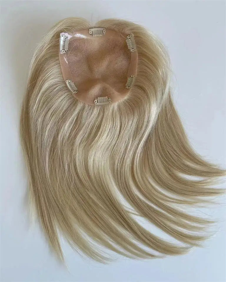 613 Blonde Mono Base Hair Topper — Double Drawn European Virgin Hair (12"–24")
