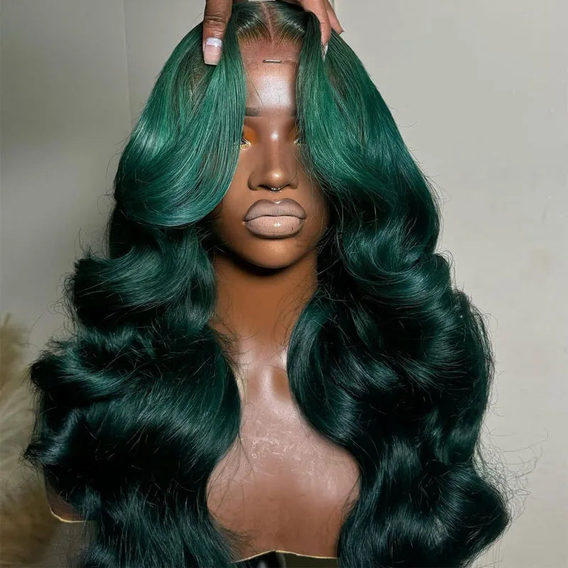 Emerald Green Body Wave Lace Front Wig — 13x4 / 13x6 Glueless 100% Virgin Vietnamese Human Hair (12"–30")