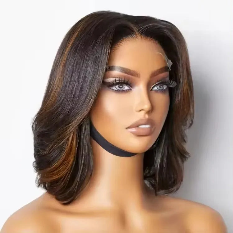 Highlight Blonde 13x4 Bob Lace Front Wig — Glueless Pre-Plucked 100% Virgin Human Hair
