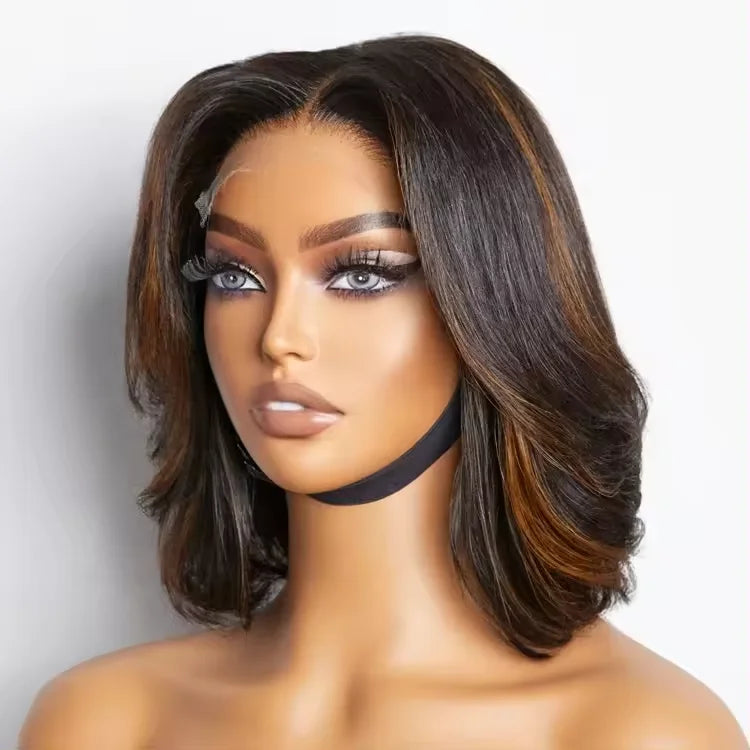 Highlight Blonde 13x4 Bob Lace Front Wig — Glueless Pre-Plucked 100% Virgin Human Hair